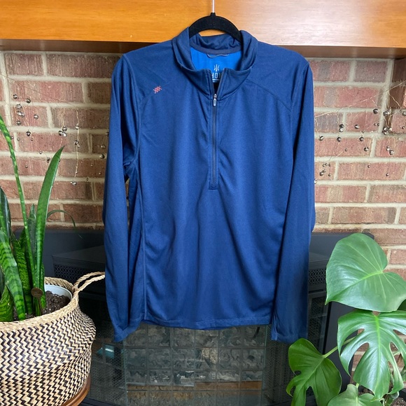 Rhone Blue Sequoia Air Pull Over Quarter Zip Athletic Sweatshirt, Size L - Picture 1 of 6
